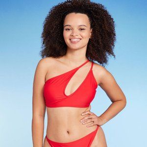 Women's Cut Out One Shoulder Bikini Top - Wild Fable Red Small